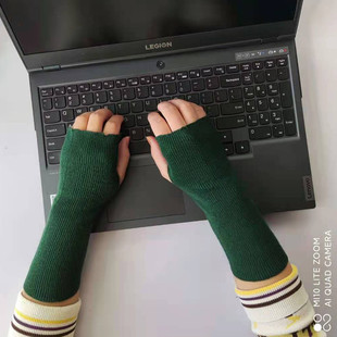 可爱保暖秋冬季骑行韩版可爱女士学生露指小羊绒半指半截写字手套