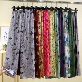 妈妈装 人造棉长裤 空调裤 棉绸休闲裤 阔腿裤 宽松家居裤 睡裤 女夏薄款