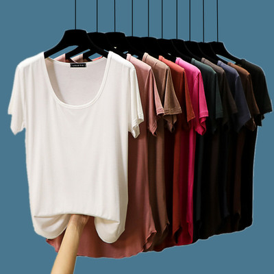 圆领短袖莫代尔t恤夏季纯色上衣