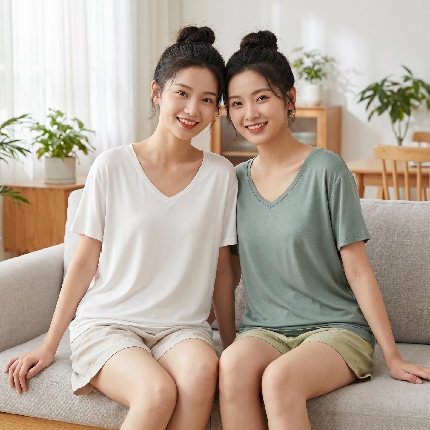 莫代尔V领短袖T恤女士夏季薄款加大码宽松上衣纯色显瘦内搭打底衫