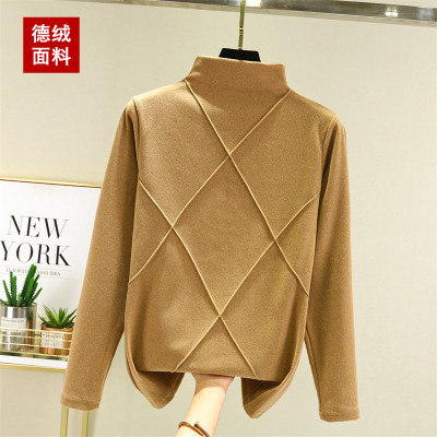 半高领加厚德绒女内搭长袖