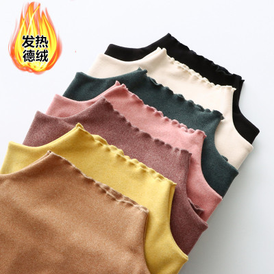 双面磨毛长袖木耳边打底衫