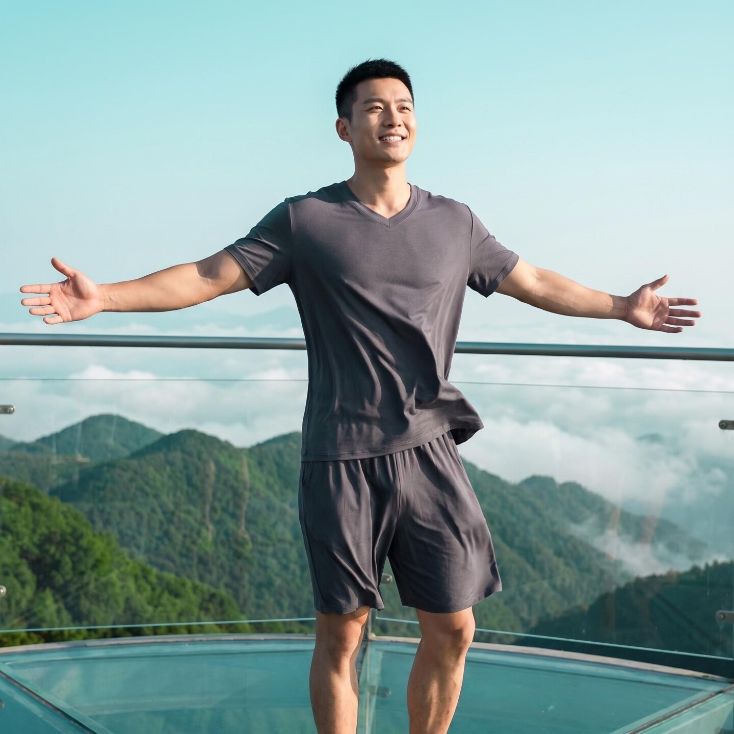 男士莫代尔短袖短裤睡衣宽松睡裤两件套夏薄款大码家居服运动套装
