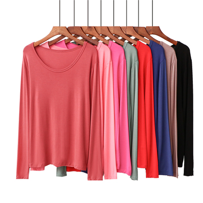 莫代尔长袖打底衫t恤大码圆领