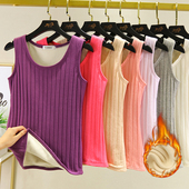 加绒背心女冬季 内搭百搭纯色棉质上衣 大码 加厚保暖吊带无袖 打底衫