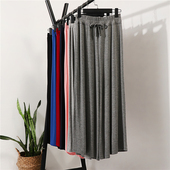 女夏高腰大码 黑色直筒裤 宽松休闲裤 垂感显瘦九分裤 薄款 坠感阔腿裤