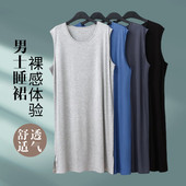 清凉透气大码 家居服浴袍 宽松莫代尔背心裙睡衣中长款 男士 睡裙夏季