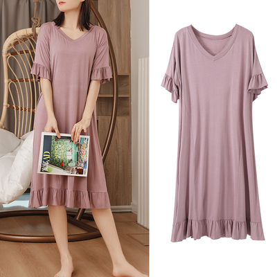 莫代尔荷叶边内搭休闲风连衣裙