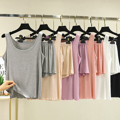 吊带背心宽松大码睡衣两件套休闲