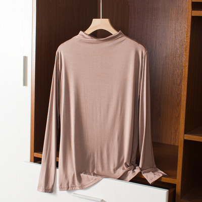 长袖韩版薄款半高领莫代尔女