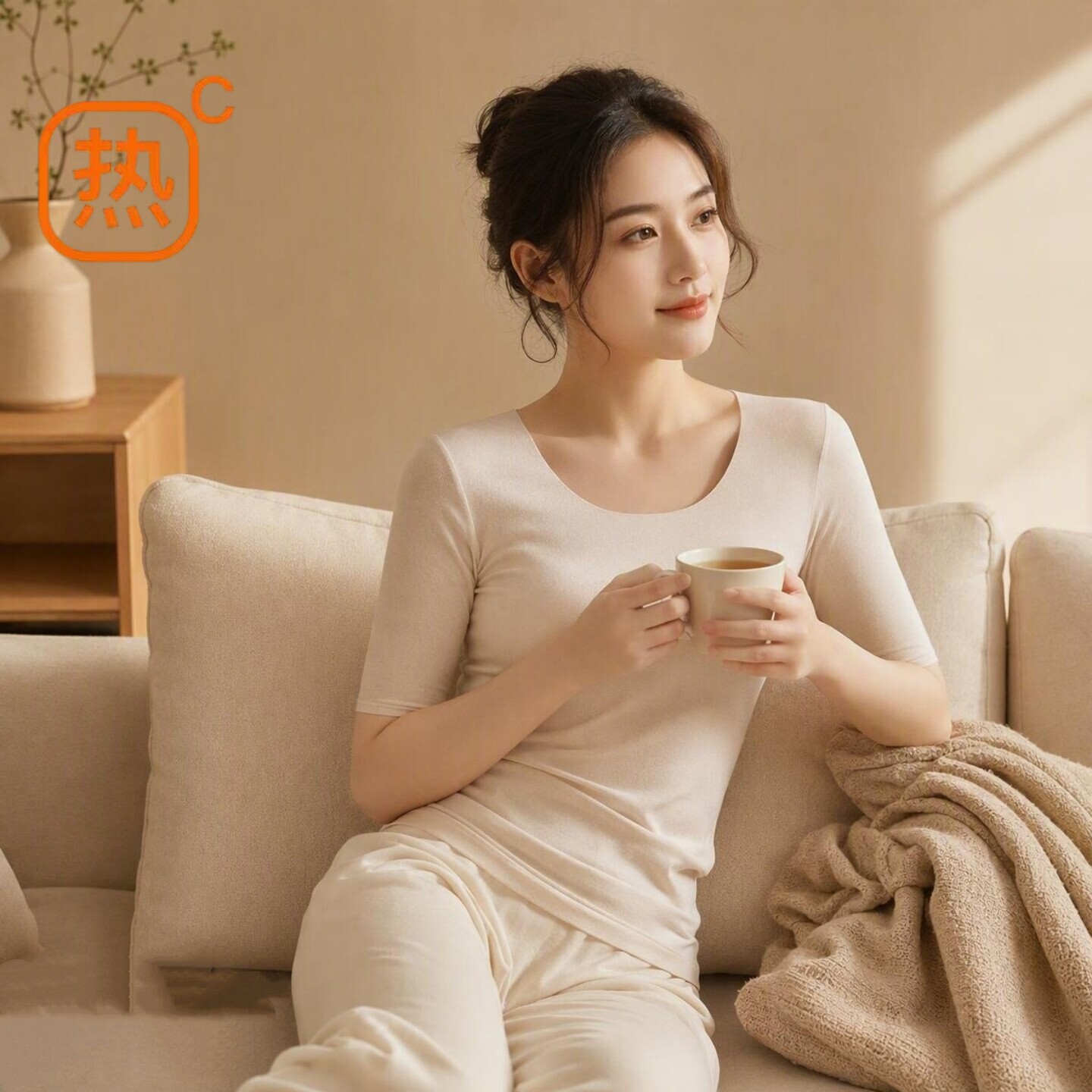 德绒短袖女士保暖上衣秋冬五分袖修身t恤内搭加绒内穿无痕打底衫