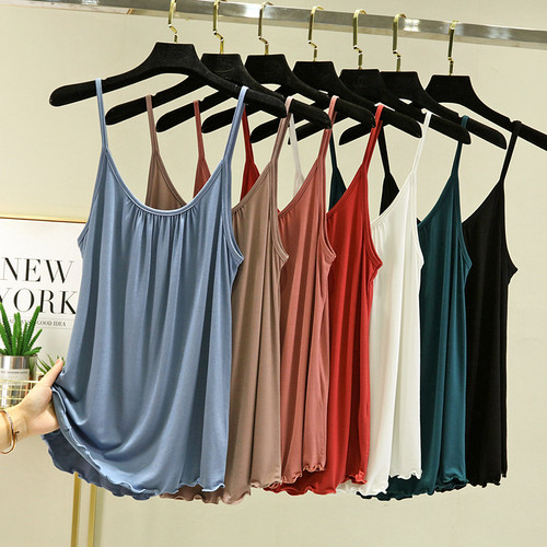 褶皱宽松无袖吊带韩版女打底