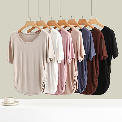 莫代尔修身圆领短袖T恤夏季女士薄款内搭打底衫百搭纯色简约上衣