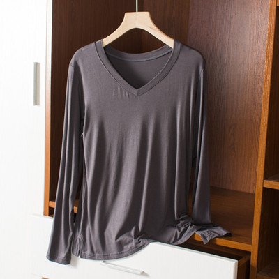 V领薄款莫代尔女百搭长袖