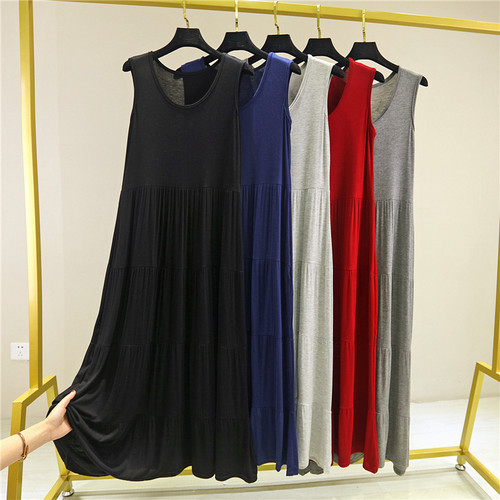 莫代尔大码连衣裙薄款长裙显瘦