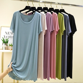 a字裙家居裙宽松 圆领短袖 莫代尔睡裙女夏可外穿中长款 连衣裙薄款