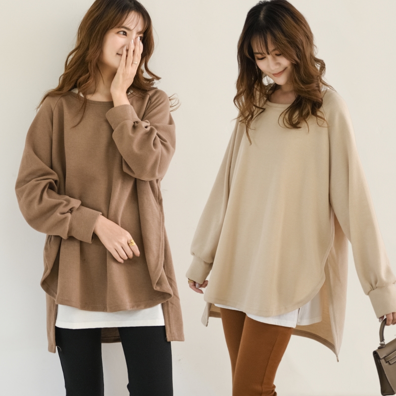 韩版秋冬针织宽松毛衣宽松不规则长袖T恤外穿大码打底衫百搭上衣