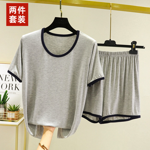 夏季莫代尔睡衣套装女宽松薄款