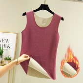 蚕丝德绒背心女秋冬无痕内搭吊带加绒加厚保暖内穿贴身大码 打底衫