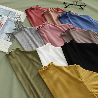 长袖薄款半高领莫代尔女