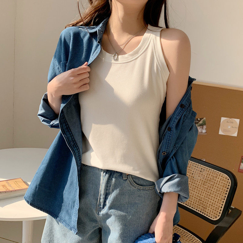 莫代尔螺纹纯棉百搭吊带背心女夏内搭打底衫防走光遮副乳修身上衣