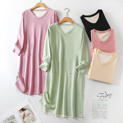 德绒双面绒家居服V领睡衣