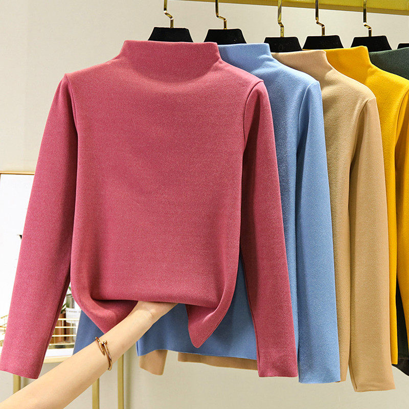 德绒双面绒打底衫女秋冬半高领内搭保暖T恤长袖修身加绒加厚上衣,女装/女士精品,T恤,淘宝优惠券,粉丝福利购,淘宝优惠卷