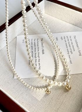 法式14K注金小圆球施家珍珠项链小众高级感叠戴锁骨链