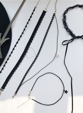 售完无补 百搭性感黑色锁骨链蕾丝项链choker2020新款项圈饰品51