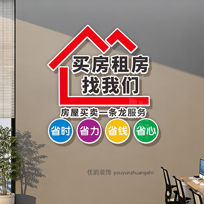 房地产中介门店形象墙贴