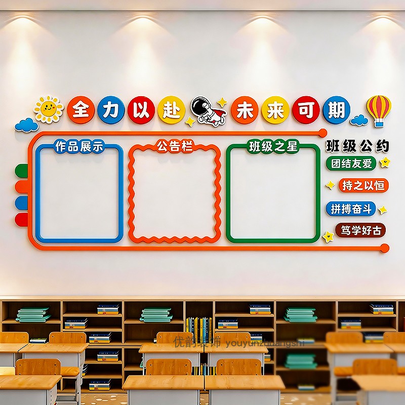 学习园地班务公告栏教室装饰文化墙中小学开学班级环创黑板报布置