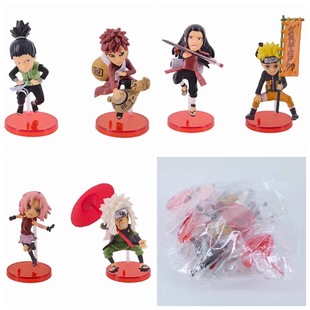 火影 6款Q版 鸣人 春野樱 自来也 我爱罗 鹿丸战斗版公仔袋装手办