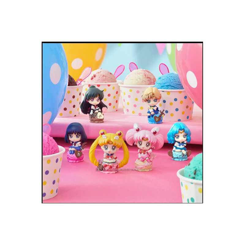美少女战士 20周年6款美少女 糖果底座 盒蛋奶油公仔手办