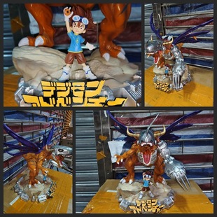 数码宝贝 GK 八神太一 超大机械 暴龙兽 战斗版 雕像场景盒装手办