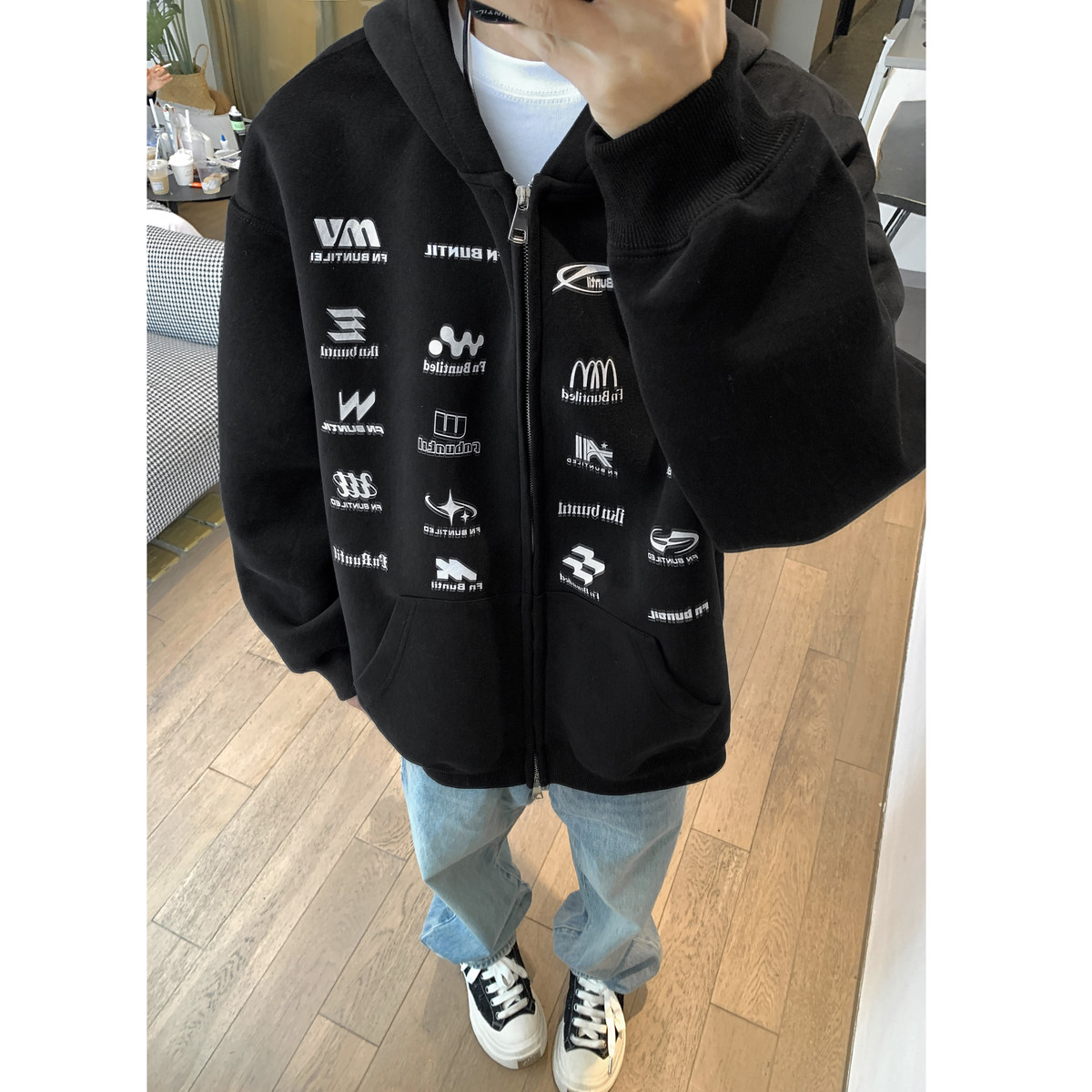现货秋冬新款美式430克重磅休闲潮牌印花开衫卫衣1713-WY12-P75,男装卫衣,星座514A（原614）