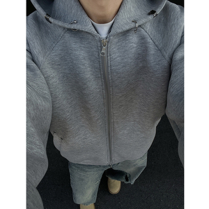 6黑墙  420克cleanfit解构短款廓形加厚连帽开衫卫衣 HWH99-P88图片