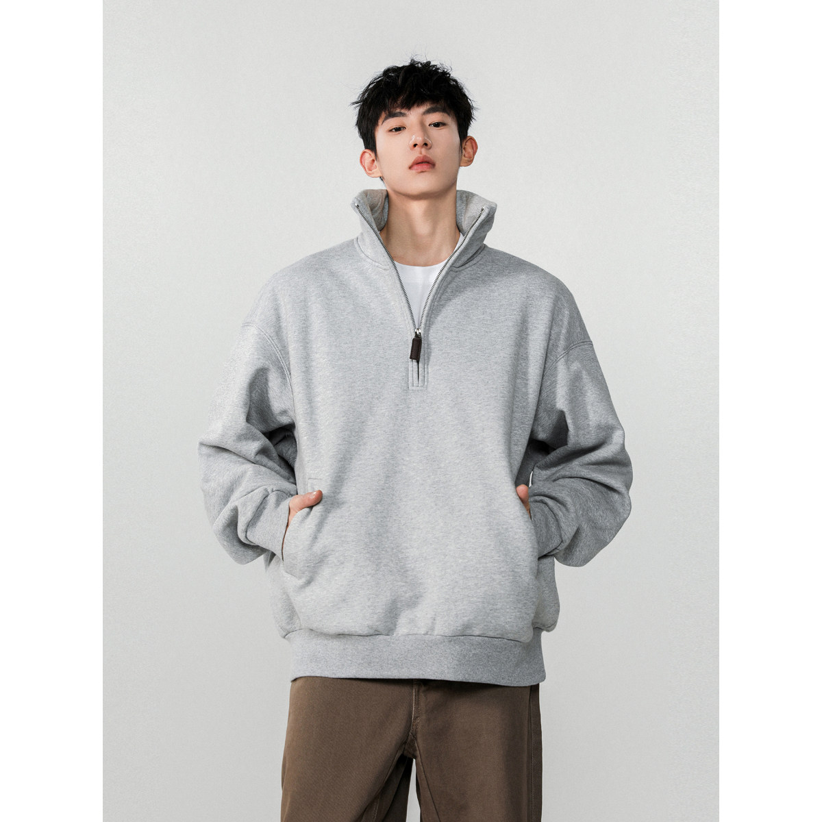 无影墙430克重磅cleanfit半拉链立领卫衣1713-HWH07-P68-控108，男装卫衣，星座514A（原614）