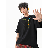 无影墙260克双纱花卉项链印花短袖T恤HWHW32-特P28控58，男装T恤，星座514A（原614）