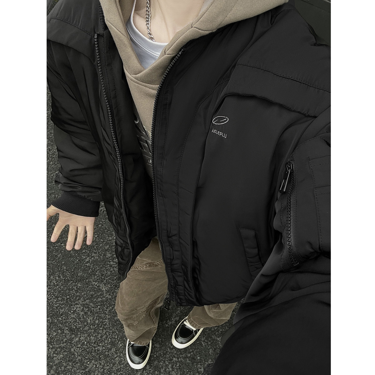抖音4美式绣花飞行服cleanfit分割棉服外套1713-MF88-P138图片