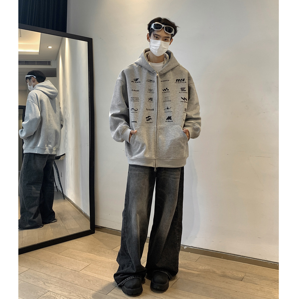 现货4秋冬新款美式430克重磅休闲潮牌印花开衫卫衣1713-WY12-P75,男装卫衣,星座514A（原614）