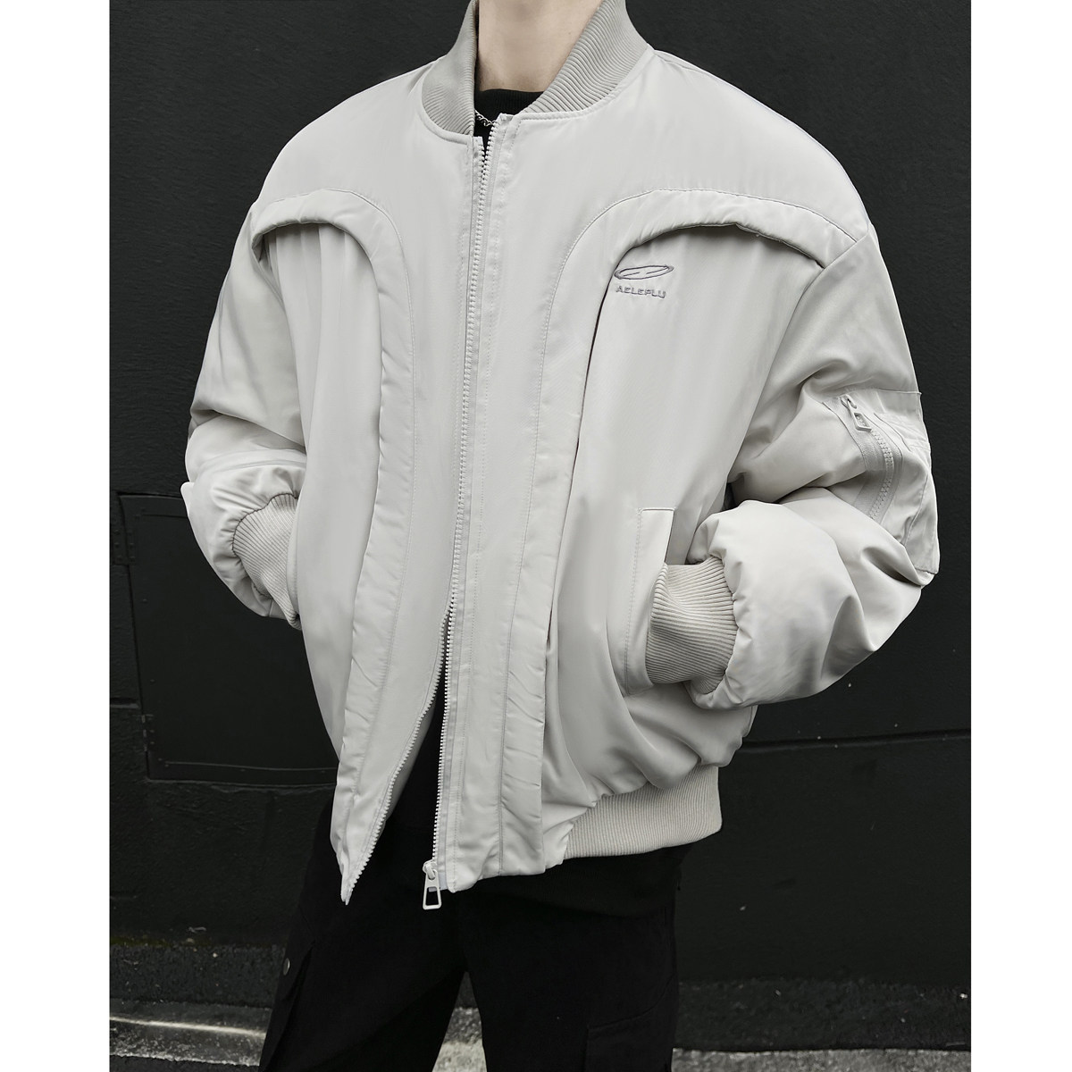 抖音1美式绣花飞行服cleanfit分割棉服外套1713-MF88-P138图片