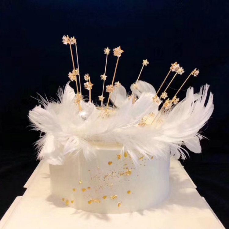 蛋糕装饰满天星皇冠摆件鸵鸟羽毛私家烘焙插牌插件网红蛋糕装饰