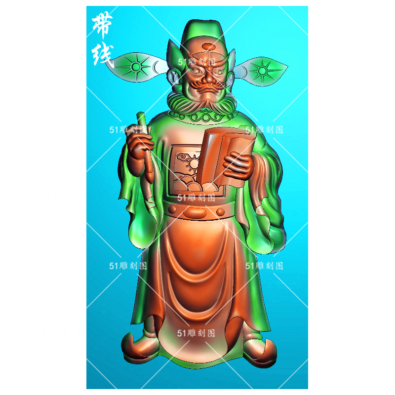 精雕图jdp灰度图bmp人物浮雕挂牌木雕玉雕grg-041判官挂件带线
