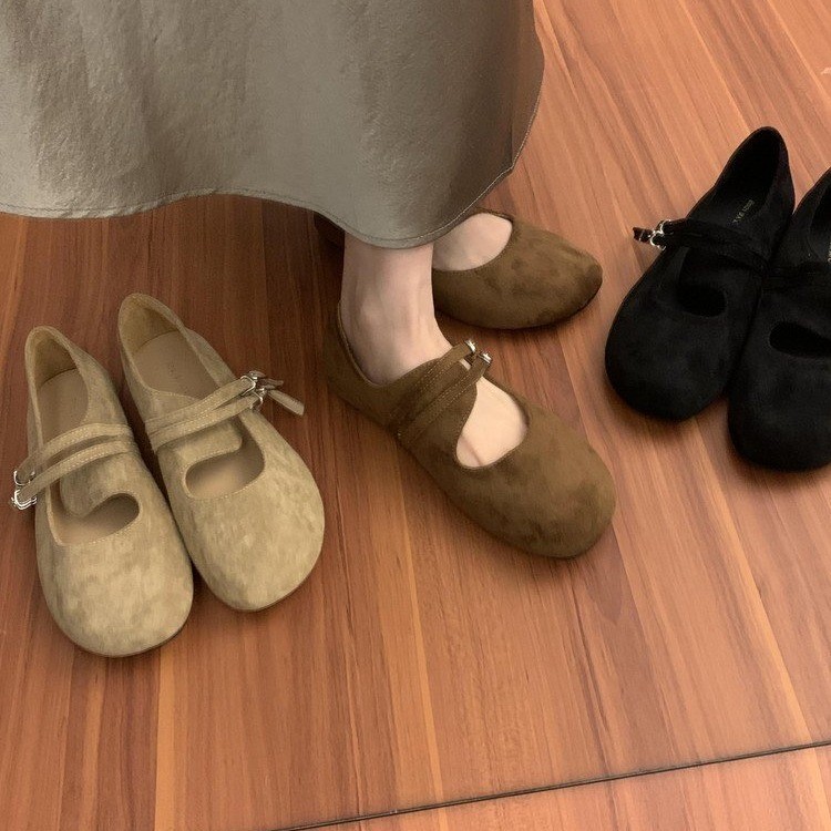 复古森系磨砂皮玛丽珍女鞋