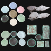 陶瓷托盘圆形方形绿色红色白色创意多肉花盆底座接水盘大中小底托