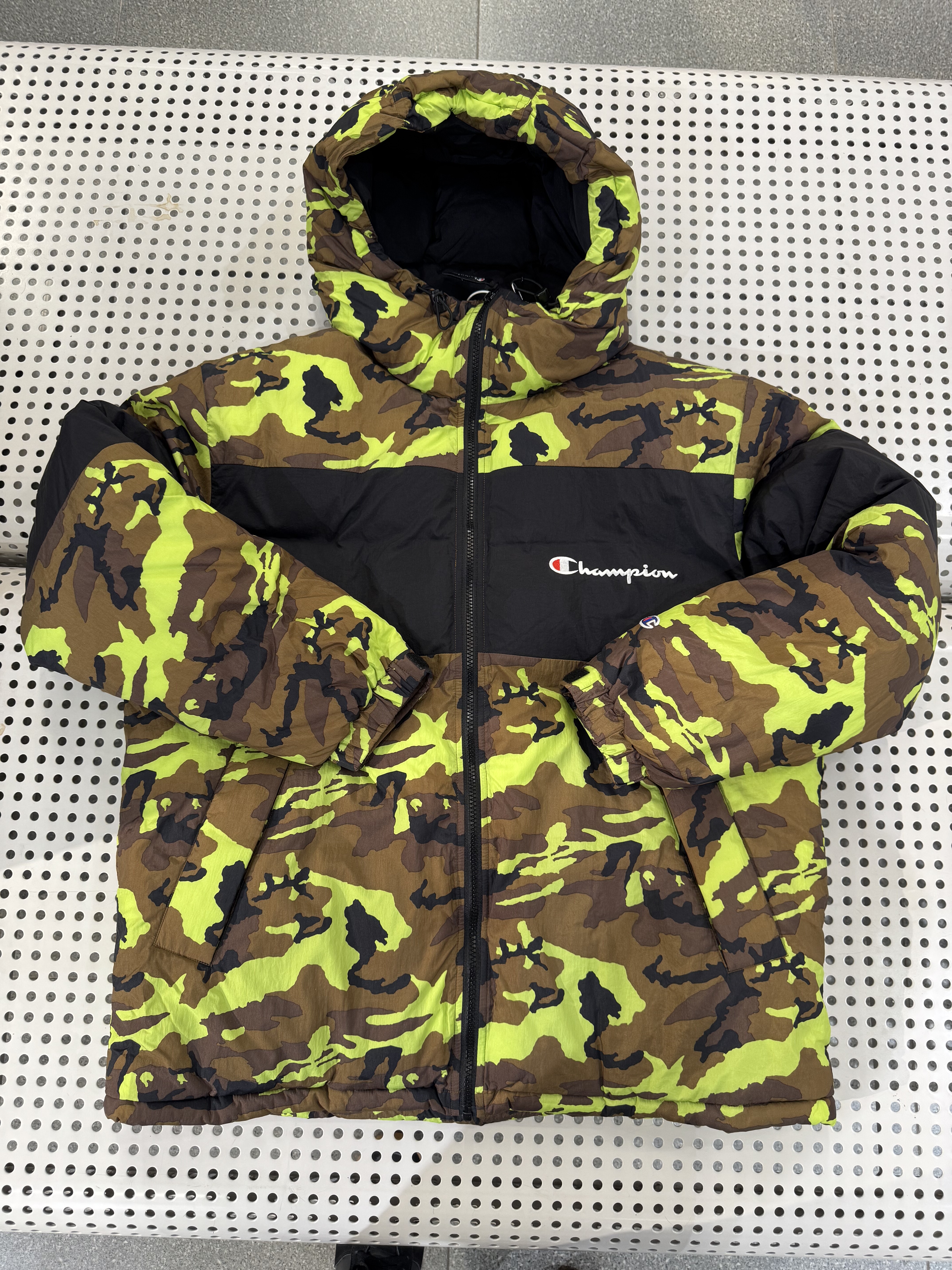 Champion 撞色立领加厚连帽保暖鸭绒拼接羽绒服日版 男女C3-S608