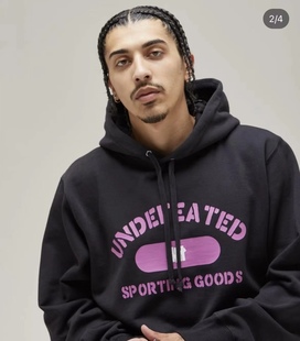 旭洋体育UNDEFEATED 五条杠Logo字母图案印花连帽卫衣 男女同款