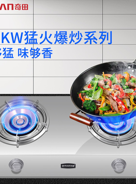 奇田 燃气灶煤气灶双灶家用台式天然气液化气猛火灶煤气炉 A140