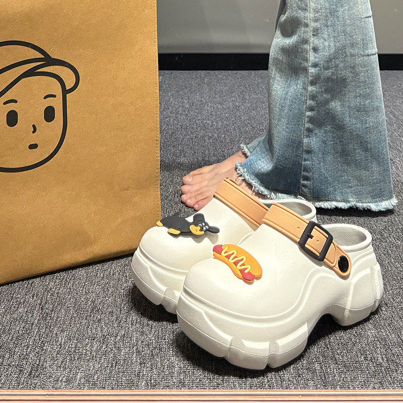 2026夏季新ins趣味卡通狗狗厚底大头鞋外穿防滑包头懒人半拖鞋女