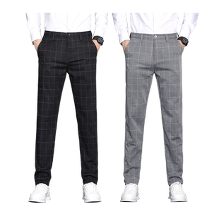 日系男士休闲长裤子男格子裤修身小脚裤秋冬厚款条纹男裤英伦风范
